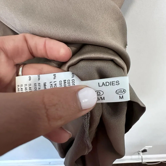 FABIANA FILIPPI Champagne Silk Midi 2 Pockets Cargo Dress Medium 12 IT44 1372 - Picture 12 of 14